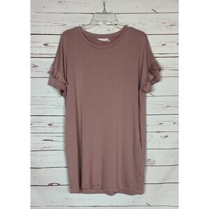 Lush Mauve Ruffle Sleeve Dress